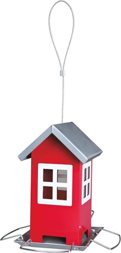 Voederhuis voor huisdieren 1000 ml - Rood/Zilver