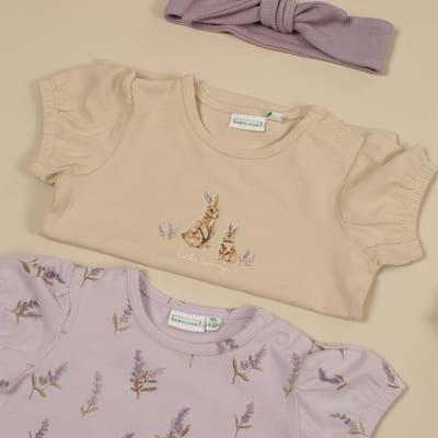 Babylook Lavender T-Shirt Korte Mouw Bunny - Maat 56 - Oyster Gray