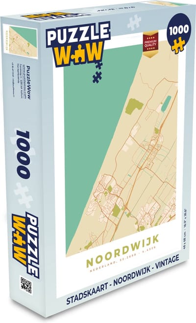 Puzzel Stadskaart - Noordwijk - Vintage - Legpuzzel - Puzzel 1000 stukjes volwassenen - Plattegrond