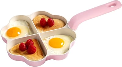 Keramische Koekenpan - Hartjes Pan - Ontbijt Maken - Antiaanbaklaag - 20 cm - Roze
