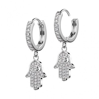Oorbellen hamsa hanger 0.8x10 - zilver - LMPiercings