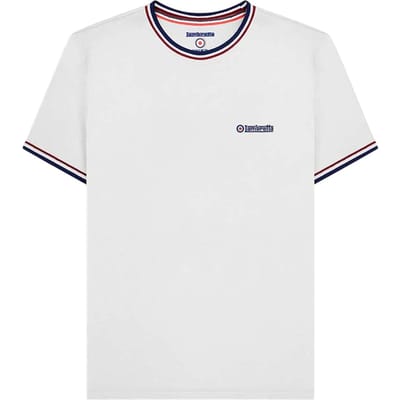 Lambretta Heren SS25 Triple Tipped Pique T-shirt (Wit, Marine, Rood)