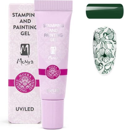 Moyra Stamping and Painting Gel - Nagels - Nagellak - Hoog gepigmenteerde gel - Hand painting technieken - Creëert fijne lijnen en krullen - No. 18 Donker groen