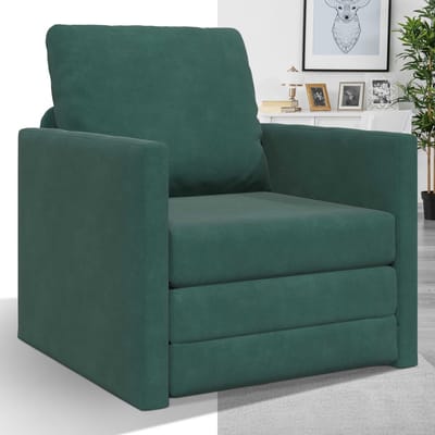 Slaapstoel - Uitklapbaar - Slaapbank - Logeerbed - Zetelbed - Slaapfauteuil - Vouwbed - 1 persoons - Zeer comfortabel - Donkergroen