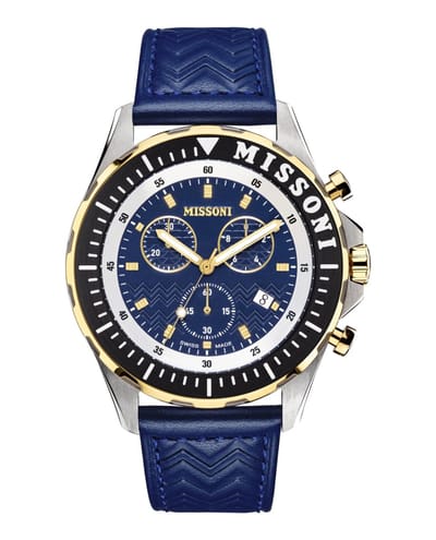 Missoni Urban MWJD00222 Horloge - Leer - Blauw - Ø 45 mm
