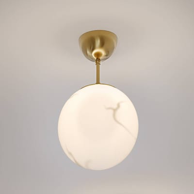 By Rydéns plafondlamp Bellagio, messing/wit, 1-lamp, glas