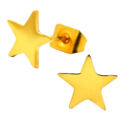 Aramat Jewels | Oorbellen | Ster oorstekers goudkleur staal – 8mm sprankelend | | | |8mm | Staal | Kinderen, Volwassenen | Verkleurd niet