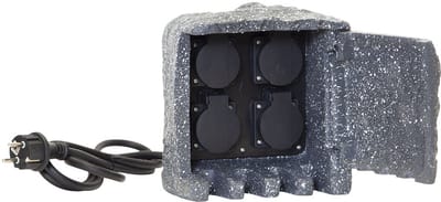 Star Trading Buitenstopcontact 'Plugge', spatwaterdicht, 4 stopcontacten, grijs, H 20 cm, B 20 cm