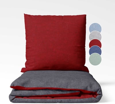 sleepling 135 x 200 cm flanellen katoenen beddengoed | 1x omkeerbaar dekbedovertrek incl. 1x kussensloop (80 x 80 cm) | Made in Germany | wasbaar tot 60 graden | donkergrijs-donkerrood