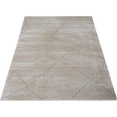 Vloerkleed Nica 1606 Beige - 320 x 440 cm - Laagpolig Design Vloerkleed met Kruispatroon in Scandinavische / Japandi Stijl