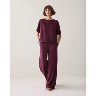 Summum 4s3019-30606 335 wide leg pant soft scuba dark burgundy
