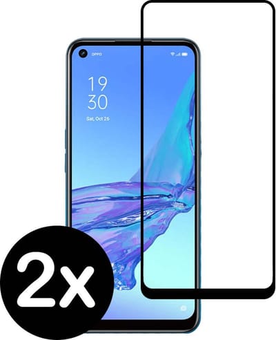 Smartphonica Full cover glass screenprotector voor Oppo A53 van gehard glas met afgeronde hoeken - 2 stuks geschikt voor Oppo A53
