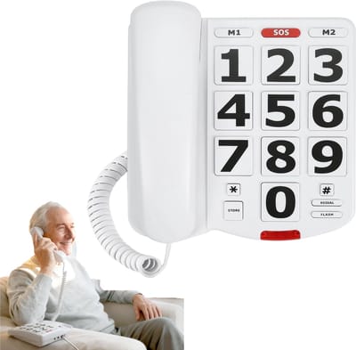 KZQ Senioren vaste telefoon met grote toetsen en cijfers luid volume SOS-noodknop eenvoudige bediening voor slechthorenden en slechtzienden