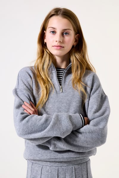 GARCIA Meisjes Effen Sweater Grijs Lange mouw