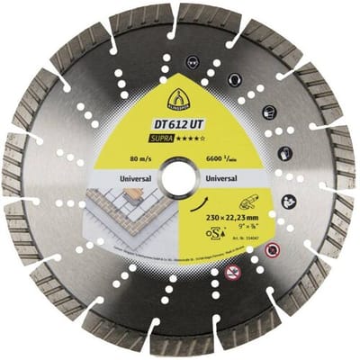 Klingspor 334047 DT 612 UT Supra Diamanten doorslijpschijf Diameter 230 mm Boordiameter 22.23 mm Bouwmaterialen, Beton, universeel, Oud gewapend
