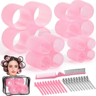 Haarkrulspelden Set - Haarrollers Clips - Haar Stijlen - Zelfgrip Techniek - 38 Stuks - Roze