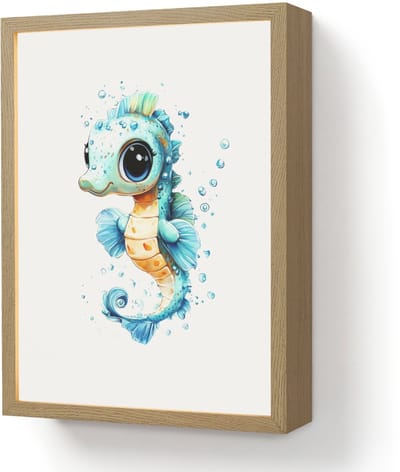 Nachtlampje 30x40 cm - Kinder lamp - Zeepaardje - Spetters - Blauw - Tafellamp kinderkamer draadloos - Slaapkamer lampje - Bedlamp kinderen - Kinderlampje - Wandlamp babykamer - Nachtlampjes