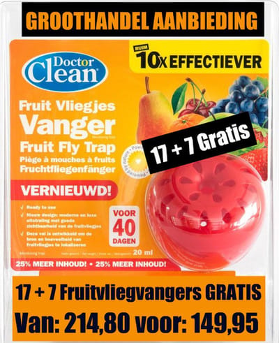 Dr. Clean - anti-fruitvliegjes 17+7 Gratis - fruitvliegvanger / fruitvliegval / fruitvliegjes vanger / fruitvliegjes val/fruitvliegjes/fruitvliegje/fruitvliegjes bestrijden/fruitvliegjesval/last van fruitvliegen/last van fruitvliegjes/Lucovitaal