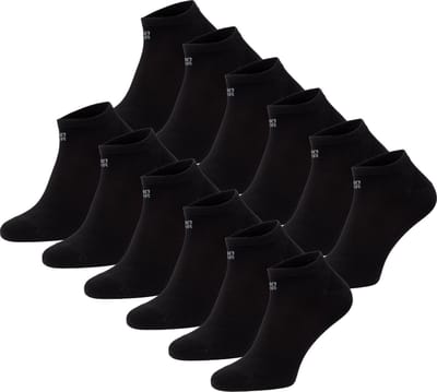 BOXR Underwear - Bamboe Sneaker Sokken - Bamboe Enkelsokken Dames & Heren - Zijdezacht - Thermo Control - Korte Sokken - 12 Paar - 39/42 - Zwart