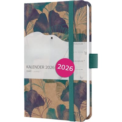 Famanu – Weekagenda 2026 A6 hardcover met bruin blauw turquoise kleurcombinatie, compacte weekindeling en duurzame kaft
