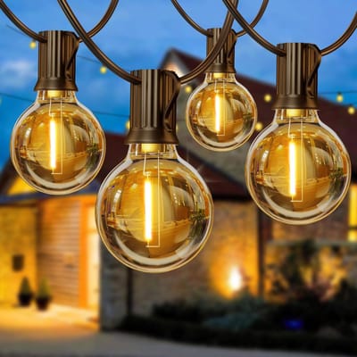 SnelShoppen - Led-lichtsnoer voor buiten 8 m, weerbestendige lichtketting met G40 gloeilampen, warmwit, voor balkon, tuin, paviljoen, terras, feesteli