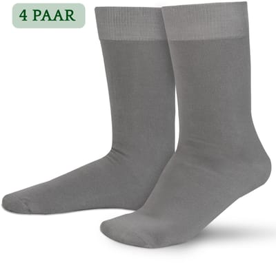 Hipperboo® 4 Paar Bamboe Sokken - Maat 43-46 - Grijs - Heren Sokken - Bamboe Kousen - Naadloos - Hypoallergeen - Zijdezacht - Vochtregulerend