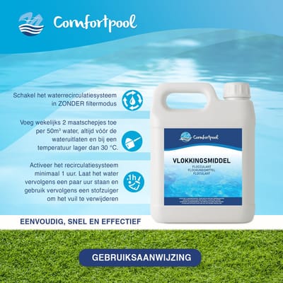 Vlokkingsmiddel | 2,5 liter | Bindmiddel voor vuildeeltjes | Voor schoon en helder zwembadwater | In handige jerrycan | Comfortpool