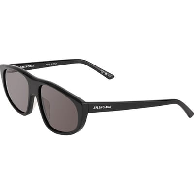 Lunettes de soleil Balenciaga Détail logo Monture irrégulière en acétate Lunettes de soleil unisexes Noir BB0098S Basic Packaging-Eyeglass Case,60,Black gray