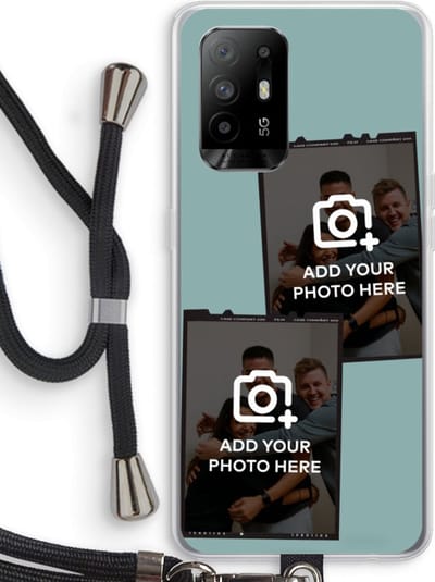 Gepersonaliseerd - Case Company® - Hoesje met koord geschikt voor Oppo A94 5G hoesje met Koord - Polaroid Zwart - Telefoonhoesje met Zwart Koord - Bescherming aan alle Kanten en Over de Schermrand