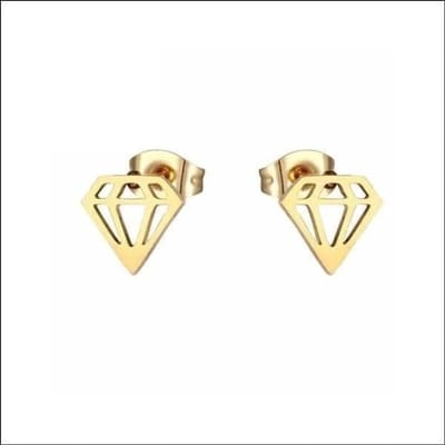 Aramat Jewels | Oorbellen | Oorbellen – Staal Diamant Vorm Kristal Goudkleurig (9mm) | | | |9mm | Staal | Kinderen, Volwassenen | Verkleurd niet