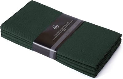 Placemats van katoen, wasbaar, voor eetkamer en keuken, placemats van fijn corduroy, voor dagelijkse maaltijden, kleur donkergroen, afmetingen 48 x 32 cm