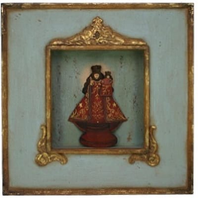 Madonna rood in lijst/kastje 40,5x5,5x40,5cm