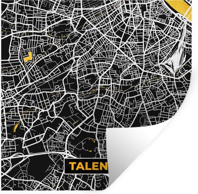 Muurstickers - Sticker Folie - Frankrijk – Plattegrond – Talence - Stadskaart - Kaart - 100x100 cm - Plakfolie - Muurstickers Kinderkamer - Zelfklevend Behang XXL - Zelfklevend behangpapier - Stickerfolie