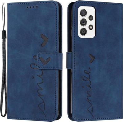 Coverup Hoesje - Geschikt voor Samsung Galaxy A53 Hoesje - Coverup Smile Book Case - Blauw