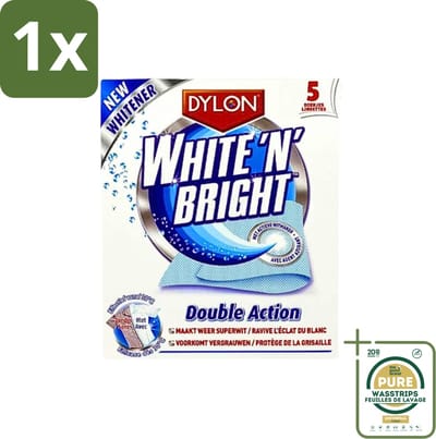 1 x Dylon - Vlekverwijderaar - White & Bright - Superwit & Vlekkeloos - 5 Doekjes- Wit Maken Kleding - Vlekverwijderaar - Wit Textiel - Koffievlek - Theevlek
