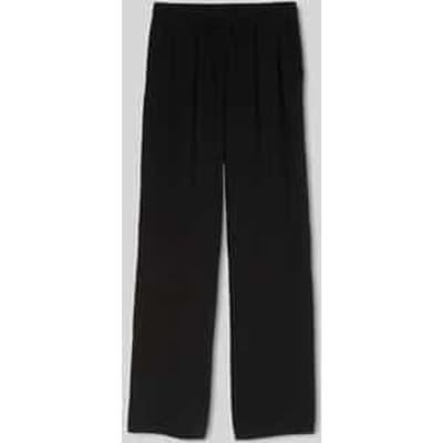 Tom Tailor Denim - Seersucker broek met wijde pijpen en trekkoord - Maat M - deep black