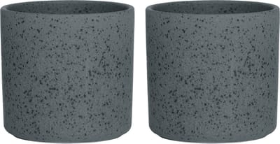 Hakbijl Plantenpot/bloempot Cindy - 2x - zwart - keramiek - cilinder - D15 x H15 cm