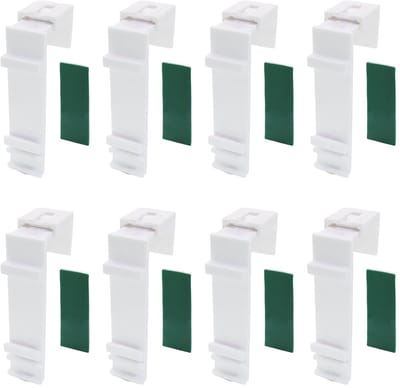 Dailygoods- Klemhouders 8 stuks - Lange Klemhouders - Bevestiging zonder boren - Geschikt voor PVC/Houten Ramen - Sterke Lijm - Robuuste Constructie - Rolgordijnbevestiging