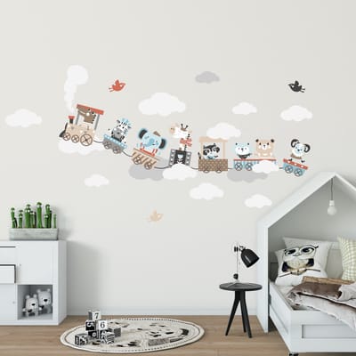 Muurstickers - Dieren die in dromen ronddwalen - Zelfklevende stickers - 95x70cm