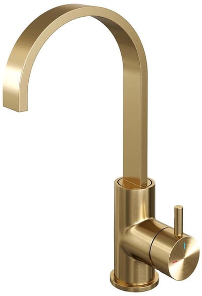 Brauer Gold Edition Hoge Opbouw Wastafelmengkraan met Draaibare Platte Uitloop Model B Goud Geborsteld PVD