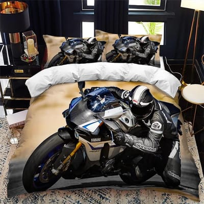 Motorrijder Bed Dekbedovertrek Set Queen Calico Twin Maat Dekbed Beddengoed Set Enkel Compleet Set EU single(135x200cm)