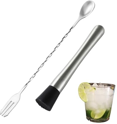 Cocktail Stamp met Barlepel - Rvs Cocktails Menger voor Mojito's, Sappen en Meer
