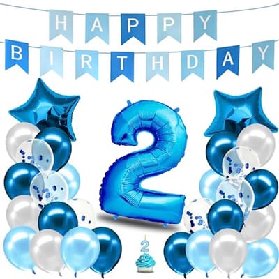 Verjaardag versiering jongens blauw cijfer 2e verjaardag jongen Gelukkige Verjaardag versiering verjaardag jongen Verjaardag slinger folie ballon 2 ballon 2e verjaardag kinderen verjaardag versiering 2e verjaardag jongen