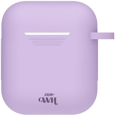 xoxo Wildhearts siliconen hoesje geschikt voor AirPods 1 & 2 - Silicone Case (Paars) - Beschermhoes met clip - Optimale bescherming - Paars / Lila