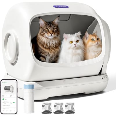 UBPET C42 Slimme Kattenbak / Extra Grote Capaciteit 106L, Semi-Open Elektrische Zelfreinigende Kattenbak, Geurbestrijding, Gepatenteerd Anti-Knijp Ontwerp/Intelligente Besturing, Geschikt voor