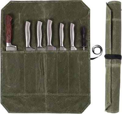 Messenmap - Messentas - Roletui - Opbergtas - Messenset Opbergtas - Keukenset - Chef Mes Roll Bag - Draagbare Messentas - Opvouwbaar - Draagbaar - 56x45cm - Militair groen