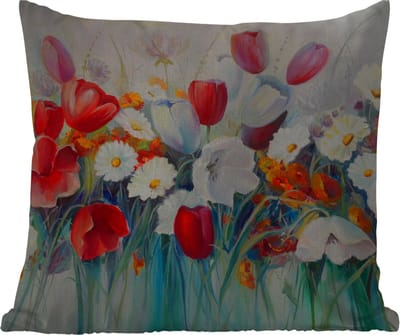 Buitenkussen - Schilderij - Olieverf - Bloemen - 45x45 cm - Weerbestendig