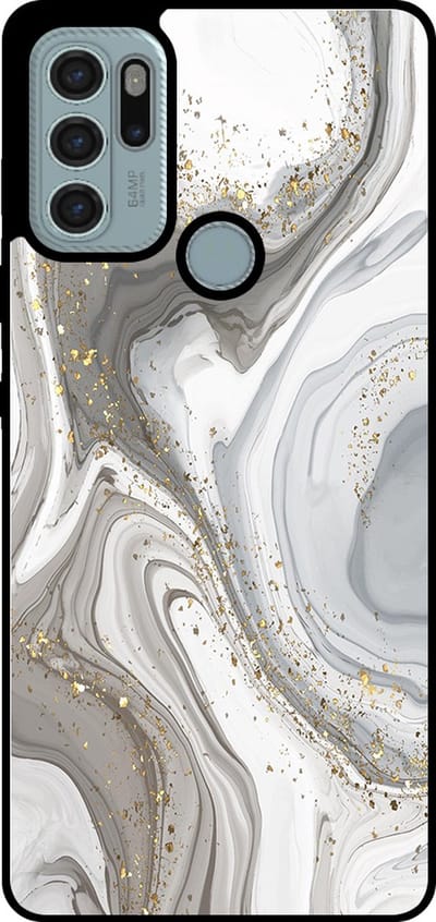 Smartphonica Telefoonhoesje Geschikt voor Motorola Moto G60s met marmer opdruk - TPU backcover case marble design - Zilver geschikt voor Motorola Moto G60s
