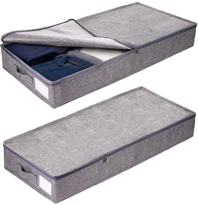 Dailygoods- Opbergdoos met deksel - 2 stuks - 12 cm hoog - Onderbed opslag - Kleding/Speelgoed/Beddengoed - Ondersteuning zijkanten - Opbergbox