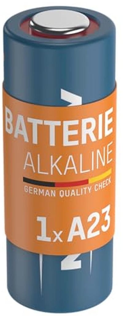 Alkaline A23 batterij 12V voor garagedeuropeners, alarmsystemen, camera's en meer – 1 stuk zwart, oranje